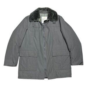 LONDON FOG Vintage 90s Faux Fur Insulated Winter Business Retro Coat Mens Medium